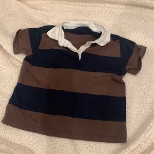 Brown and Black Striped Brandy Meville Collared Top